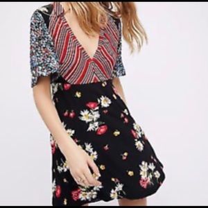 Free people black combo floral dress